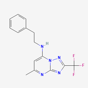 molecular formula C15H14F3N5 B6422614 5-methyl-N-(2-phenylethyl)-2-(trifluoromethyl)-[1,2,4]triazolo[1,5-a]pyrimidin-7-amine CAS No. 946203-54-9