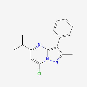 molecular formula C16H16ClN3 B6422622 7-chloro-2-methyl-3-phenyl-5-(propan-2-yl)pyrazolo[1,5-a]pyrimidine CAS No. 946259-89-8