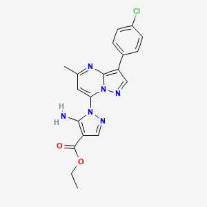 molecular formula C19H17ClN6O2 B6422623 ethyl 5-amino-1-[3-(4-chlorophenyl)-5-methylpyrazolo[1,5-a]pyrimidin-7-yl]-1H-pyrazole-4-carboxylate CAS No. 1020502-90-2