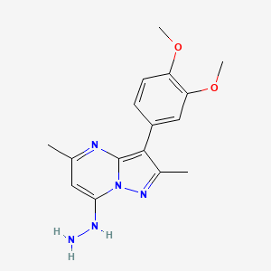 molecular formula C16H19N5O2 B6422627 3-(3,4-dimethoxyphenyl)-7-hydrazinyl-2,5-dimethylpyrazolo[1,5-a]pyrimidine CAS No. 946339-69-1
