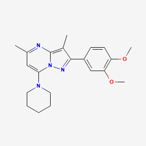 molecular formula C21H26N4O2 B6422641 1-[2-(3,4-dimethoxyphenyl)-3,5-dimethylpyrazolo[1,5-a]pyrimidin-7-yl]piperidine CAS No. 1015580-33-2