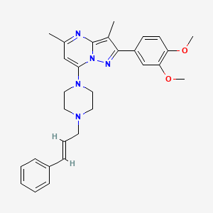 molecular formula C29H33N5O2 B6422655 1-[2-(3,4-dimethoxyphenyl)-3,5-dimethylpyrazolo[1,5-a]pyrimidin-7-yl]-4-[(2E)-3-phenylprop-2-en-1-yl]piperazine CAS No. 1015543-23-3