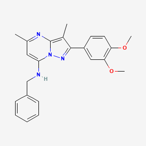 molecular formula C23H24N4O2 B6422667 N-benzyl-2-(3,4-dimethoxyphenyl)-3,5-dimethylpyrazolo[1,5-a]pyrimidin-7-amine CAS No. 1015596-74-3