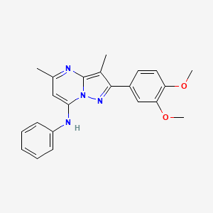 molecular formula C22H22N4O2 B6422675 2-(3,4-dimethoxyphenyl)-3,5-dimethyl-N-phenylpyrazolo[1,5-a]pyrimidin-7-amine CAS No. 1015543-37-9