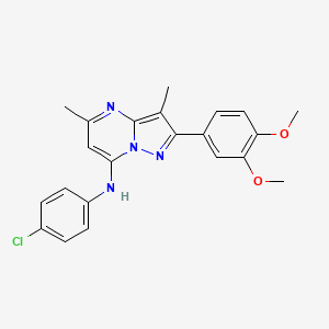 molecular formula C22H21ClN4O2 B6422683 N-(4-chlorophenyl)-2-(3,4-dimethoxyphenyl)-3,5-dimethylpyrazolo[1,5-a]pyrimidin-7-amine CAS No. 1015596-82-3