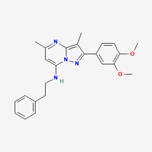 molecular formula C24H26N4O2 B6422688 2-(3,4-dimethoxyphenyl)-3,5-dimethyl-N-(2-phenylethyl)pyrazolo[1,5-a]pyrimidin-7-amine CAS No. 1015596-90-3