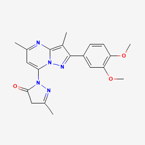 molecular formula C20H21N5O3 B6422699 1-[2-(3,4-dimethoxyphenyl)-3,5-dimethylpyrazolo[1,5-a]pyrimidin-7-yl]-3-methyl-4,5-dihydro-1H-pyrazol-5-one CAS No. 1015543-56-2