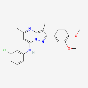 molecular formula C22H21ClN4O2 B6422715 N-(3-chlorophenyl)-2-(3,4-dimethoxyphenyl)-3,5-dimethylpyrazolo[1,5-a]pyrimidin-7-amine CAS No. 1015597-06-4