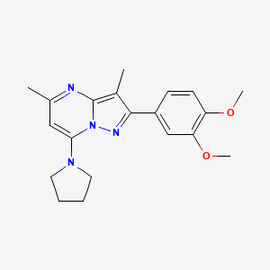 molecular formula C20H24N4O2 B6422750 1-[2-(3,4-dimethoxyphenyl)-3,5-dimethylpyrazolo[1,5-a]pyrimidin-7-yl]pyrrolidine CAS No. 1015597-30-4