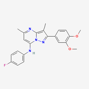 molecular formula C22H21FN4O2 B6422754 2-(3,4-dimethoxyphenyl)-N-(4-fluorophenyl)-3,5-dimethylpyrazolo[1,5-a]pyrimidin-7-amine CAS No. 1015581-11-9