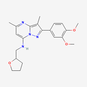molecular formula C21H26N4O3 B6422765 2-(3,4-dimethoxyphenyl)-3,5-dimethyl-N-[(oxolan-2-yl)methyl]pyrazolo[1,5-a]pyrimidin-7-amine CAS No. 1015543-98-2