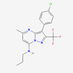molecular formula C17H16ClF3N4 B6422793 3-(4-chlorophenyl)-5-methyl-N-propyl-2-(trifluoromethyl)pyrazolo[1,5-a]pyrimidin-7-amine CAS No. 1015581-95-9