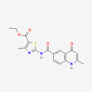 molecular formula C18H17N3O4S B6422807 ethyl 2-(4-hydroxy-2-methylquinoline-6-amido)-4-methyl-1,3-thiazole-5-carboxylate CAS No. 1010904-97-8