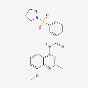 molecular formula C22H23N3O4S B6422821 N-(8-methoxy-2-methylquinolin-4-yl)-3-(pyrrolidine-1-sulfonyl)benzamide CAS No. 1010878-73-5