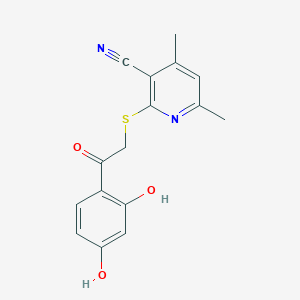 molecular formula C16H14N2O3S B6422875 2-{[2-(2,4-dihydroxyphenyl)-2-oxoethyl]sulfanyl}-4,6-dimethylpyridine-3-carbonitrile CAS No. 1007683-72-8