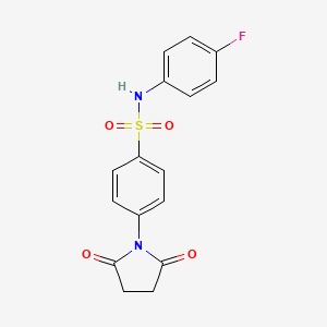 molecular formula C16H13FN2O4S B6422898 4-(2,5-dioxopyrrolidin-1-yl)-N-(4-fluorophenyl)benzene-1-sulfonamide CAS No. 387-28-0