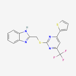 molecular formula C17H11F3N4S2 B6422941 2-({[4-(thiophen-2-yl)-6-(trifluoromethyl)pyrimidin-2-yl]sulfanyl}methyl)-1H-1,3-benzodiazole CAS No. 946258-66-8