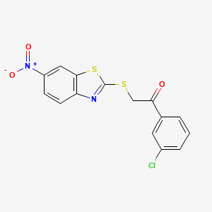 molecular formula C15H9ClN2O3S2 B6422953 1-(3-chlorophenyl)-2-[(6-nitro-1,3-benzothiazol-2-yl)sulfanyl]ethan-1-one CAS No. 924859-88-1