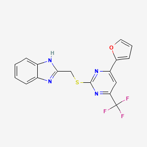 molecular formula C17H11F3N4OS B6422974 2-({[4-(furan-2-yl)-6-(trifluoromethyl)pyrimidin-2-yl]sulfanyl}methyl)-1H-1,3-benzodiazole CAS No. 946358-52-7