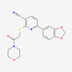 molecular formula C19H17N3O4S B6422990 6-(2H-1,3-benzodioxol-5-yl)-2-{[2-(morpholin-4-yl)-2-oxoethyl]sulfanyl}pyridine-3-carbonitrile CAS No. 924868-30-4