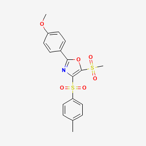 molecular formula C18H17NO6S2 B6423051 5-methanesulfonyl-2-(4-methoxyphenyl)-4-(4-methylbenzenesulfonyl)-1,3-oxazole CAS No. 1021207-88-4