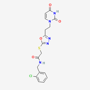 molecular formula C17H16ClN5O4S B6423055 N-[(2-chlorophenyl)methyl]-2-({5-[2-(2,4-dioxo-1,2,3,4-tetrahydropyrimidin-1-yl)ethyl]-1,3,4-oxadiazol-2-yl}sulfanyl)acetamide CAS No. 946240-98-8