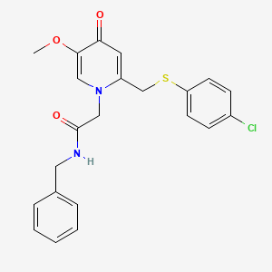 molecular formula C22H21ClN2O3S B6423086 N-benzyl-2-(2-{[(4-chlorophenyl)sulfanyl]methyl}-5-methoxy-4-oxo-1,4-dihydropyridin-1-yl)acetamide CAS No. 946228-57-5