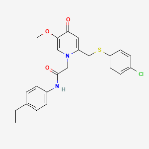 molecular formula C23H23ClN2O3S B6423092 2-(2-{[(4-chlorophenyl)sulfanyl]methyl}-5-methoxy-4-oxo-1,4-dihydropyridin-1-yl)-N-(4-ethylphenyl)acetamide CAS No. 946343-95-9