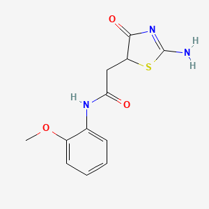 molecular formula C12H13N3O3S B6423191 2-(2-imino-4-oxo-1,3-thiazolidin-5-yl)-N-(2-methoxyphenyl)acetamide CAS No. 138376-00-8
