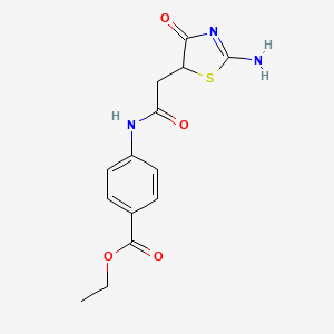 molecular formula C14H15N3O4S B6423208 ethyl 4-[2-(2-imino-4-oxo-1,3-thiazolidin-5-yl)acetamido]benzoate CAS No. 6148-38-5