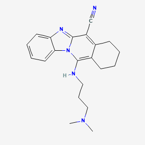 molecular formula C21H25N5 B6423226 9-{[3-(dimethylamino)propyl]amino}-10,17-diazatetracyclo[8.7.0.0^{3,8}.0^{11,16}]heptadeca-1(17),2,8,11(16),12,14-hexaene-2-carbonitrile CAS No. 459191-21-0