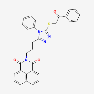 3-(3-{5-[(2-oxo-2-phenylethyl)sulfanyl]-4-phenyl-4H-1,2,4-triazol-3-yl}propyl)-3-azatricyclo[7.3.1.0^{5,13}]trideca-1(12),5,7,9(13),10-pentaene-2,4-dione
