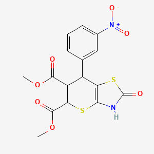 5,6-dimethyl 7-(3-nitrophenyl)-2-oxo-2H,3H,5H,6H,7H-thiopyrano[2,3-d][1,3]thiazole-5,6-dicarboxylate