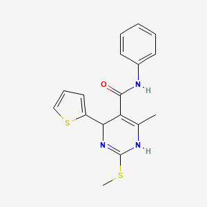 molecular formula C17H17N3OS2 B6423287 6-methyl-2-(methylsulfanyl)-N-phenyl-4-(thiophen-2-yl)-1,4-dihydropyrimidine-5-carboxamide CAS No. 938024-26-1