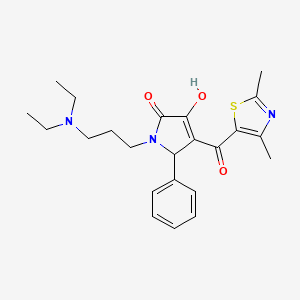 molecular formula C23H29N3O3S B6423313 1-[3-(diethylamino)propyl]-4-(2,4-dimethyl-1,3-thiazole-5-carbonyl)-3-hydroxy-5-phenyl-2,5-dihydro-1H-pyrrol-2-one CAS No. 627887-47-2