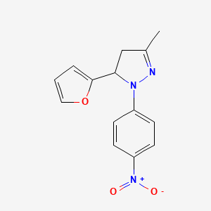 molecular formula C14H13N3O3 B6423351 5-(furan-2-yl)-3-methyl-1-(4-nitrophenyl)-4,5-dihydro-1H-pyrazole CAS No. 312913-67-0