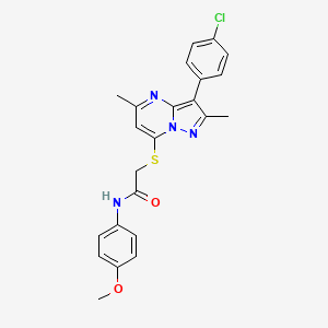 molecular formula C23H21ClN4O2S B6423439 2-{[3-(4-chlorophenyl)-2,5-dimethylpyrazolo[1,5-a]pyrimidin-7-yl]sulfanyl}-N-(4-methoxyphenyl)acetamide CAS No. 877781-63-0