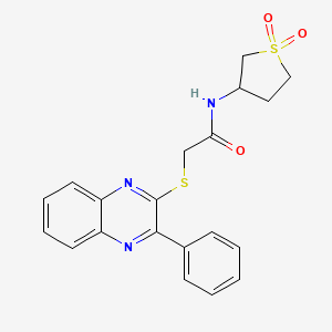 molecular formula C20H19N3O3S2 B6423468 N-(1,1-dioxo-1??-thiolan-3-yl)-2-[(3-phenylquinoxalin-2-yl)sulfanyl]acetamide CAS No. 710283-92-4