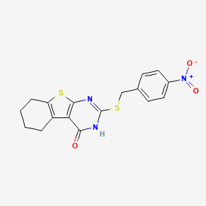 molecular formula C17H15N3O3S2 B6423487 5-{[(4-nitrophenyl)methyl]sulfanyl}-8-thia-4,6-diazatricyclo[7.4.0.0^{2,7}]trideca-1(9),2(7),5-trien-3-one CAS No. 324036-22-8