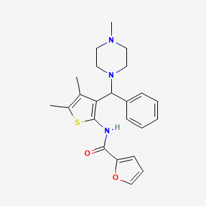molecular formula C23H27N3O2S B6423494 N-{4,5-dimethyl-3-[(4-methylpiperazin-1-yl)(phenyl)methyl]thiophen-2-yl}furan-2-carboxamide CAS No. 622800-25-3