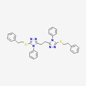 molecular formula C34H32N6S2 B6423511 4-phenyl-3-(2-{4-phenyl-5-[(2-phenylethyl)sulfanyl]-4H-1,2,4-triazol-3-yl}ethyl)-5-[(2-phenylethyl)sulfanyl]-4H-1,2,4-triazole CAS No. 500267-69-6