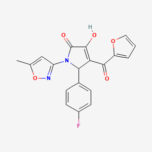 molecular formula C19H13FN2O5 B6423519 5-(4-fluorophenyl)-4-(furan-2-carbonyl)-3-hydroxy-1-(5-methyl-1,2-oxazol-3-yl)-2,5-dihydro-1H-pyrrol-2-one CAS No. 618871-91-3