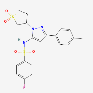molecular formula C20H20FN3O4S2 B6423543 N-[1-(1,1-dioxo-1lambda6-thiolan-3-yl)-3-(4-methylphenyl)-1H-pyrazol-5-yl]-4-fluorobenzene-1-sulfonamide CAS No. 1172873-16-3