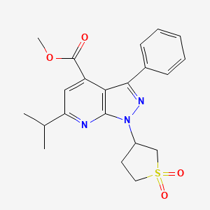 molecular formula C21H23N3O4S B6423551 methyl 1-(1,1-dioxo-1lambda6-thiolan-3-yl)-3-phenyl-6-(propan-2-yl)-1H-pyrazolo[3,4-b]pyridine-4-carboxylate CAS No. 1040636-67-6