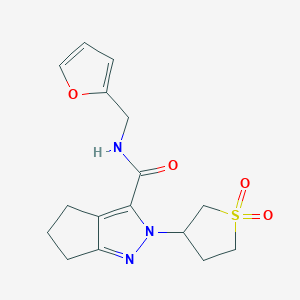 molecular formula C16H19N3O4S B6423555 2-(1,1-dioxo-1lambda6-thiolan-3-yl)-N-[(furan-2-yl)methyl]-2H,4H,5H,6H-cyclopenta[c]pyrazole-3-carboxamide CAS No. 1040666-71-4