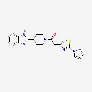 molecular formula C21H21N5OS B6423579 1-[4-(1H-1,3-benzodiazol-2-yl)piperidin-1-yl]-2-[2-(1H-pyrrol-1-yl)-1,3-thiazol-4-yl]ethan-1-one CAS No. 1171738-70-7