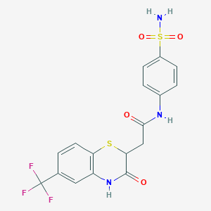 molecular formula C17H14F3N3O4S2 B6423588 2-[3-oxo-6-(trifluoromethyl)-3,4-dihydro-2H-1,4-benzothiazin-2-yl]-N-(4-sulfamoylphenyl)acetamide CAS No. 1105199-03-8