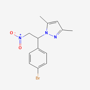 molecular formula C13H14BrN3O2 B6423591 1-[1-(4-bromophenyl)-2-nitroethyl]-3,5-dimethyl-1H-pyrazole CAS No. 956574-34-8