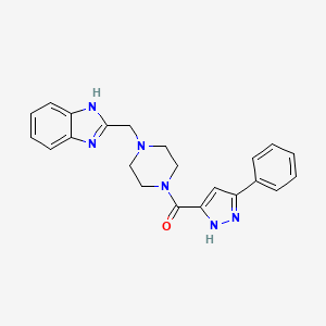 2-{[4-(3-phenyl-1H-pyrazole-5-carbonyl)piperazin-1-yl]methyl}-1H-1,3-benzodiazole