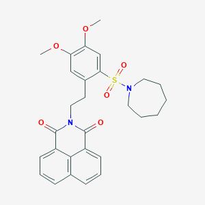 molecular formula C28H30N2O6S B6423624 3-{2-[2-(azepane-1-sulfonyl)-4,5-dimethoxyphenyl]ethyl}-3-azatricyclo[7.3.1.0^{5,13}]trideca-1(12),5,7,9(13),10-pentaene-2,4-dione CAS No. 452089-54-2